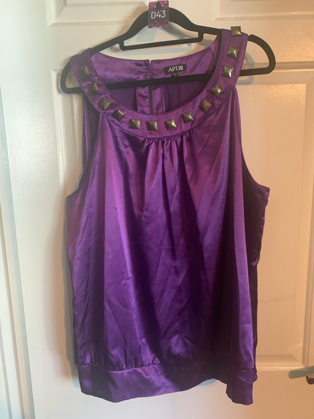 Apt. 9 Purple Satin Stud-Embellished Sleeveless Top